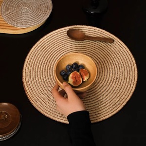 Round Cotton Yarn Placemat Heat Insulating Non <b>Slip</b> Woven Coaster Kitchen Anti Scald Pot <b>Mat</b> Home Use - Product Image 4