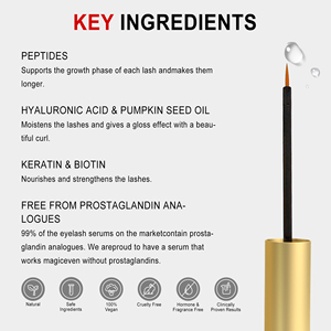 Anti Alergic Grow Fluid Extension Enhancer Venta al por mayor a base de agua Eye Lash Growth Serum Coating 7 Ingredientes para el crecimiento de las pestañas - Product Image 5