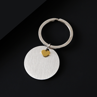 Porte-clés rond Ywyougang en acier inoxydable, mini-breloque cœur massif, personnalisable, gravable, cadeau vintage tendance