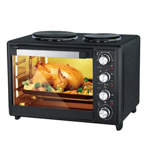 30L Two Hot Plates Cooking Oven Rotisserie Convection Toaster Oven Electric Oven