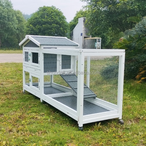 SDR049 Luxury Rabbit Hutch Outdoor Wooden Pet House with Animal Print for <b>Cats</b> Rabbits Small Animals Indoor - Product Image 3