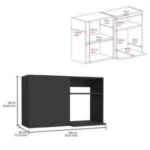 Armoire murale de cuisine à deux étagères Bussolengo avec finition Wengue noir - Product Image 6