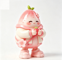 Figurine de collection personnalisée en PVC et ABS, motif fraise rose de dessin animé, statue d'art fabriquée en Chine, OEM sur mesure pour la vente en gros aux marques