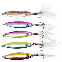 Leurre artificiel spinner spoon à plumes, longue portée, pour pêche à la traîne, imitation de poisson vivant pour le bar