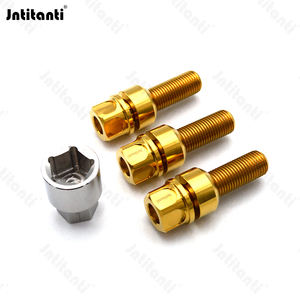 Perno de rueda de titanio Gr.5 de asiento esférico flotante antirrobo de Color dorado de alto rendimiento para <span class=keywords><strong>Porsche</strong></span> con llave de titanio - Product Image 5
