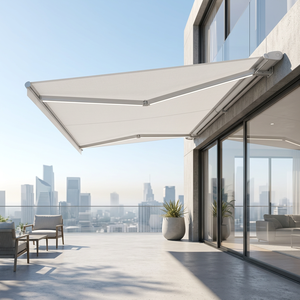 Auvent de terrasse rétractable <span class=keywords><strong>électrique</strong></span> avec cadre en aluminium thermolaqué et option <span class=keywords><strong>manivelle</strong></span> d'urgence <span class=keywords><strong>pour</strong></span> balcon d'appartement - Product Image 1