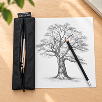 Tempat Pensil Kertas Kraft yang Dapat Dicuci, Kantong Pena Ramping dengan Ritsleting, Organizer Alat Tulis untuk Pelajar, Seniman, Kantor, Sekolah, Perlengkapan Perjalanan
