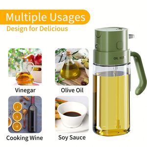 Factory Sale Custom logo 550ml Pour and Spray Glass Salad Olive Coconut Sprayer Cooking Oil Bottle 2 in 1 for Kitchen - Product Image 6