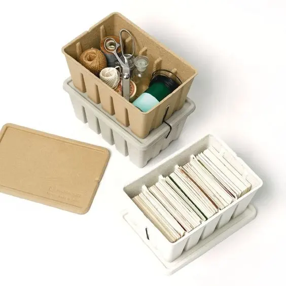 Caja de almacenamiento de pulpa ecológica personalizada caja de herramientas de almacenamiento de pulpa biodegradable contenedor de cerveza