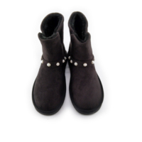 AIWEI YZAW-023 Bottes d'hiver pour femmes, imperméables, antidérapantes, absorbant la transpiration, en fausse fourrure, en daim synthétique, noires
