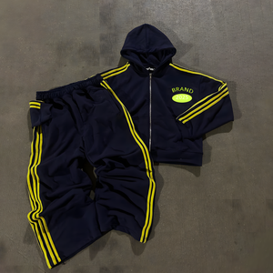 Completo da Uomo Personalizzato Vintage a Righe: Felpa con Cappuccio e <span class=keywords><strong>Pantaloni</strong></span> a Zampa con Zip, <span class=keywords><strong>Tuta</strong></span> Invernale Streetwear a Righe - Product Image 5