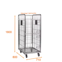 Cage roulante de stockage pour supermarché, capacité de charge de 1000 kg, bac à roulettes pour buanderie, chariot à roulettes pliable