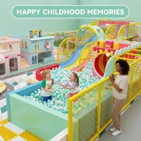 Área de Juegos Interior para Niños Pequeños MacaronColor, Tobogán Infantil, Piscina de Pelotas, Tienda Simulada, Vinilo Residencial ISO9001