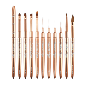 Mango <span class=keywords><strong>de</strong></span> metal degradado Muliti tipo Oval Poly Gel Nail Thin Liner Art 3D Brush Set Pure Kolinsky Acrylic Nail Brush - Product Image 3