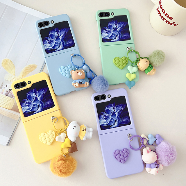 New Arrival Foldable Phone Case for Samsung Z Flip 5 Flip 4 Flip 3 With Ring Buckle Luxury Cute Cartoon Phone Cover