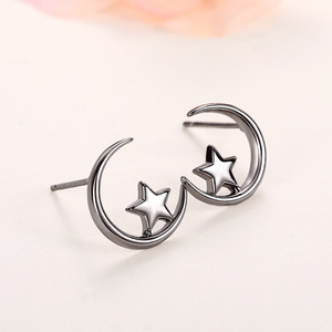<b>Star</b> <b>and</b> <b>Moon</b> Stud <b>Earrings</b> for Women Minimalist Celestial Design Daily Wear Ear Accessories - Product Image 6