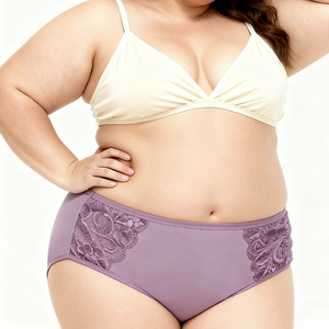Ventes en gros d'usine, sous-vêtements pour femmes respirants, grande taille, couleur unie, confortables, élastiques, culottes taille reine - Product Image 2