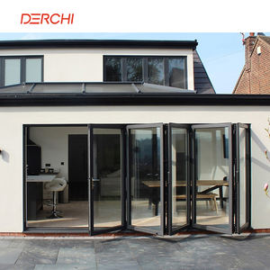 DERCHI NFRC AS2047 أبواب مزدوجة الطي من الألومنيوم للبيع بالجملة باب قابل للطي للتقسيم الخارجي من الزجاج المزدوج للفناء والشرفة حسب الطلب - Product Image 2