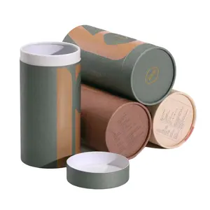 Contenedor de papel redondo cilíndrico, caja de embalaje de cartón para té con impresión