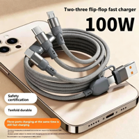 Kabel Charger HP Nylon Braided 2 in 3 100W Grosir, Usbc Usb Type c Type-c ke Pd