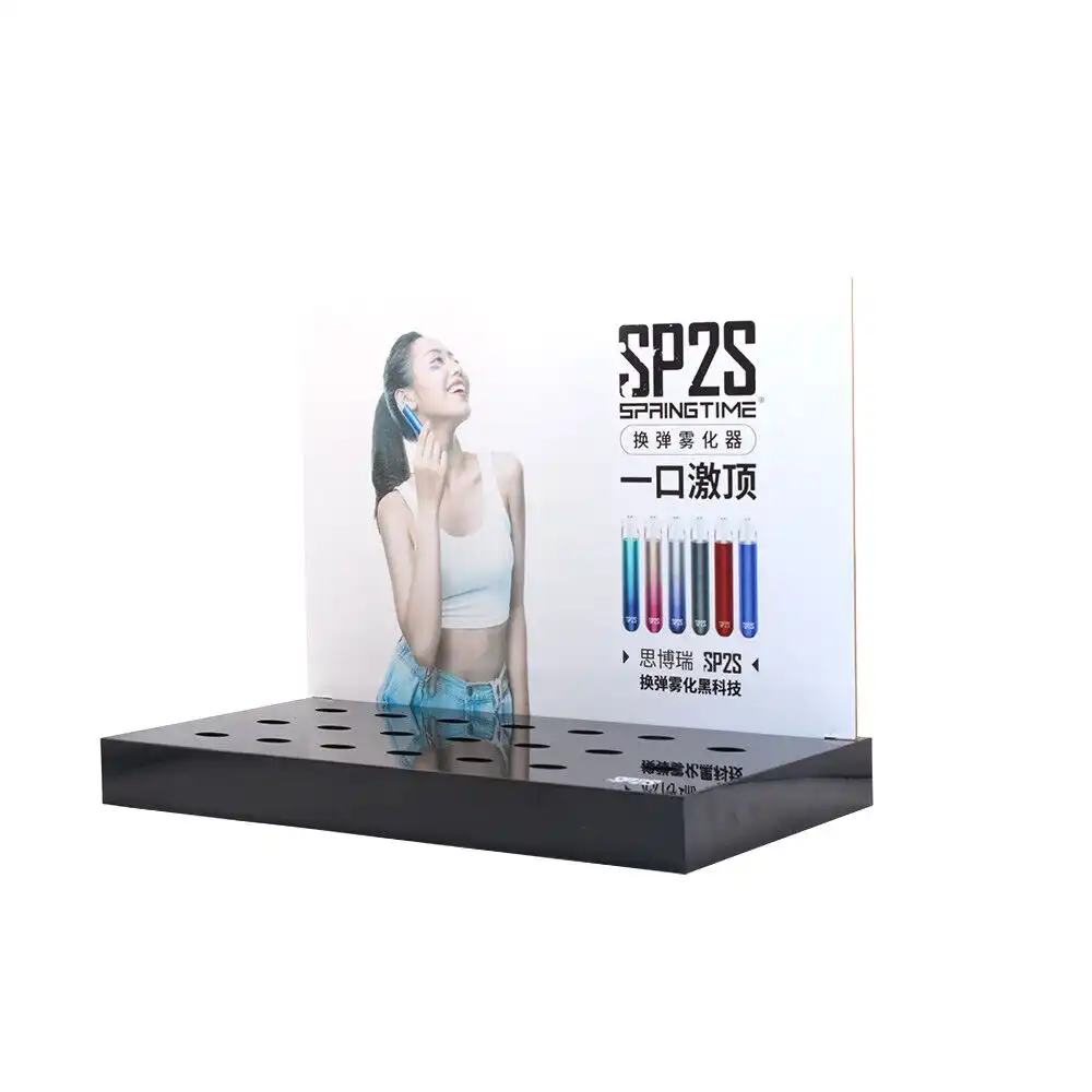 organic glass e-cigarette single simple display rack black rectangular display rack wholesale