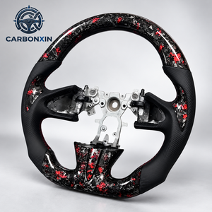Volant de voiture en cuir noir personnalisable en direct d'usine, avec fibre de carbone forgée bleue, pour Infiniti FX35 G25 G37 Q50 Q60 Q70 350Z - Product Image 4