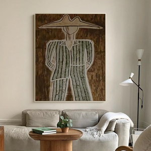 Pintura al Óleo Realista Moderna de Retrato de Vaquero <span class=keywords><strong>del</strong></span> Oeste Abstracto Pintado a Mano sobre Lienzo por B&C Art - Product Image 3