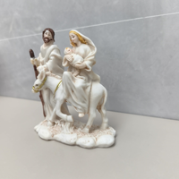 Statue en résine de la Sainte Famille (Marie, Joseph, Jésus sur âne) - Décoration de table catholique pour la maison - Cadeau de Noël