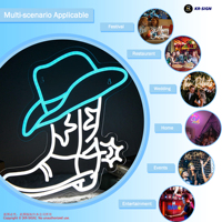 Tendance Virale : Enseigne Néon LED Portable en Acrylique Léger et Étanche, Motif Chapeau de Cowboy et Bottes, pour Amateurs de Rodeo, Décoration Western pour Bar, Pub, Voiture
