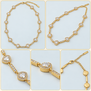 Collar de cristal con eslabones geométricos dorados para mujer, joyería moderna para uso diario, fabricante - Product Image 3