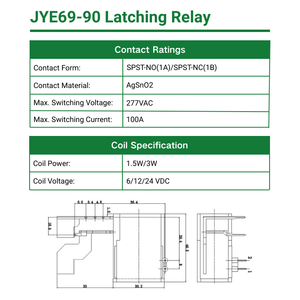 Relé de Enclavamiento E69 CQC TUV RoHS 90A 100A JYE69-90-1AT-L1-260-DC6V, Medidor de Potencia, Sistema de Potencia, Interruptor Combinado, Condensador Inteligente - Product Image 2