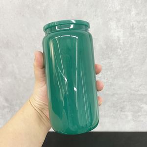 Gobelet en verre réutilisable de 16 oz personnalisable avec logo, pour café glacé, soda, sublimation, multicolore, avec couvercles en plastique et pailles - Product Image 5