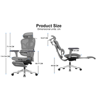 Chaise de bureau ergonomique avec soutien lombaire réglable, dossier en maille, accoudoirs 4D en PU, appui-tête en U 4D, fonction pivotante