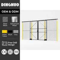 Système de barrière modulaire en acier laminé à froid, revêtu de peinture en poudre, jaune et noir haute visibilité, pour la protection des robots et la sécurité des entrepôts