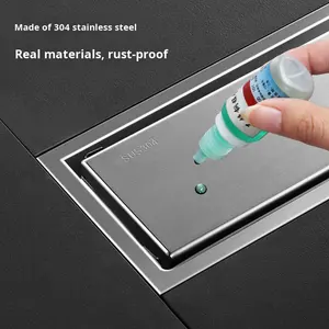 ניקוז רצפתי מלבני נסתר מפלדת אל-חלד 304 של YOTO, בצבע זהב, עיצוב מודרני מורחב לחדר אמבטיה - Product Image 3