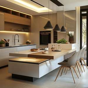 Meubles de cuisine modernes laqués, armoires de cuisine modulaires blanches de style américain de luxe - Product Image 5