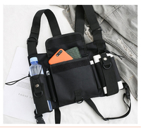 Bolso de Pecho de Nylon Personalizado de Moda, Chaleco Negro, Estilo Hip Hop Urbano, Riñonera Táctica Funcional, Bolso Cruzado