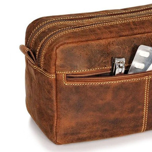 Bolsa de Aseo de Cuero Ecológica al por Mayor con Logotipo Grabado Personalizado, Organizador de Viaje Premium con Cremallera, Bolsa Suave de Almacenamiento - Product Image 6