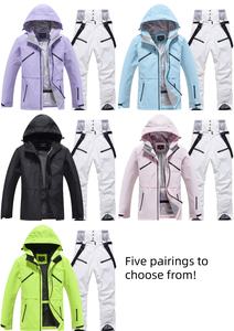 Trajes de esquí Deportes de invierno Snowboards Chaqueta impermeable a prueba de viento y pantalones Set Ski Snow Wear <span class=keywords><strong>para</strong></span> Mujeres Hombres - Product Image 6