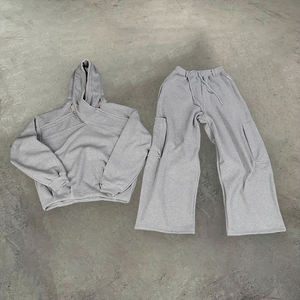 High Quality Custom Blank Regular Fit Heavyweight French Terry Cotton Sweatsuit Men's <b>Zip</b>-<b>Up</b> <b>Hoodie</b> & Sweatpants Set Winter XL - Product Image 4