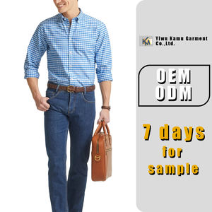 Chemise Oxford pour homme en coton à carreaux à manches longues boutonnée respirante classique décontractée élégante pour uniforme scolaire personnalisé LOGO - Product Image 5