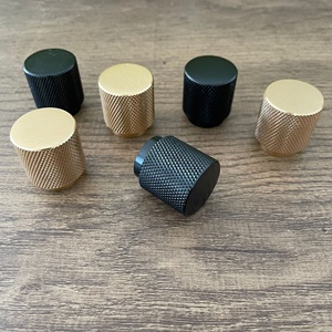 ZJ HANDLE Colors Solid Furniture Black and <strong>Gold</strong> Knurled Pull <strong>Knobs</strong> - 25x28mm Size -- ZJ HANDLE - Product Image 1