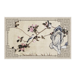 พรมสไตล์จีนรูปสี่เหลี่ยมผืนผ้าลายพืชและดอกไม้ ทนต่อคราบสกปรก เหมาะสำหรับห้องนั่งเล่น ห้องนอน ห้องทำงาน พรมปูพื้นบ้าน - Product Image 3