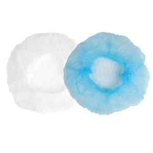 Bonnets jetables personnalisés pour salles blanches et usines alimentaires, anti-poussière, non tissés, bleu et blanc, à double bordure, unisexes - Product Image 1
