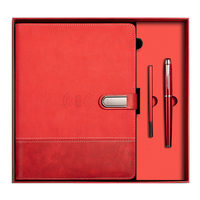 Carnet d'agenda de luxe en gros direct avec boîte cadeau de banque d'alimentation et clé USB avec logo personnalisable