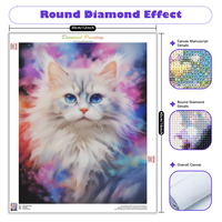 Kit de Peinture Diamant Chenistory Chat, Tableau Mural DIY, Artisanat Animalier, Kits de Peinture Diamant Rond Complet, Décoration Maison