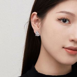 Dylam Luxurious Design Women <b>Fine</b> Jewelry Hypoallergenic S925 Silver Rhodium Plated Blue Clear 5A Zirconia <b>Stud</b> <b>Earrings</b> - Product Image 3