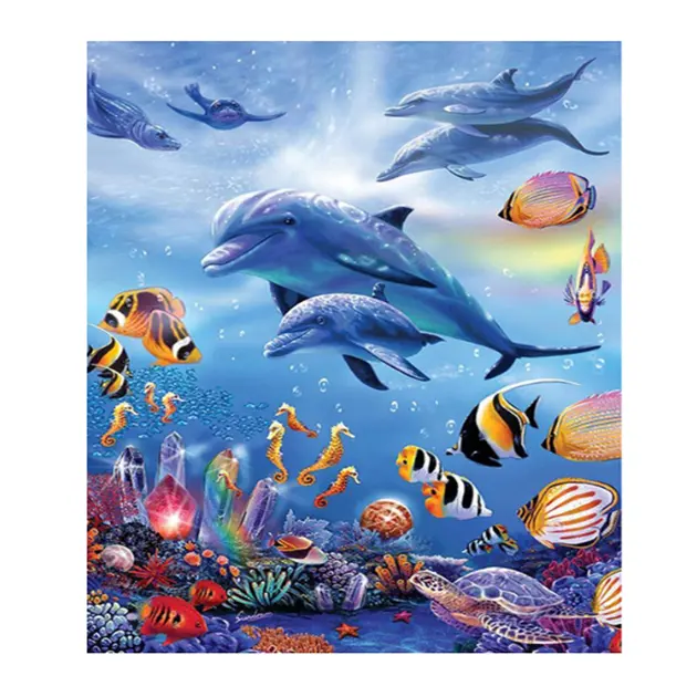 DIY 5D Diamond Painting kit Marine Animals Dolphin Diamond Mosaic Cross Stitch handmade painting canvas wall art anime poster