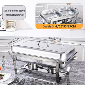 Calentador de Alimentos Profesional de Acero Inoxidable en Oferta, 3 Juegos, Calentamiento con Alcohol, Capacidad de 9L, 12 Horas, Servicio de Catering para Restaurantes - Product Image 1