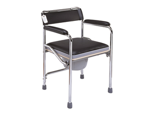Chaise de toilette pliable en acier à quatre pieds antidérapante, gain de place, avec seau intérieur amovible - Product Image 1